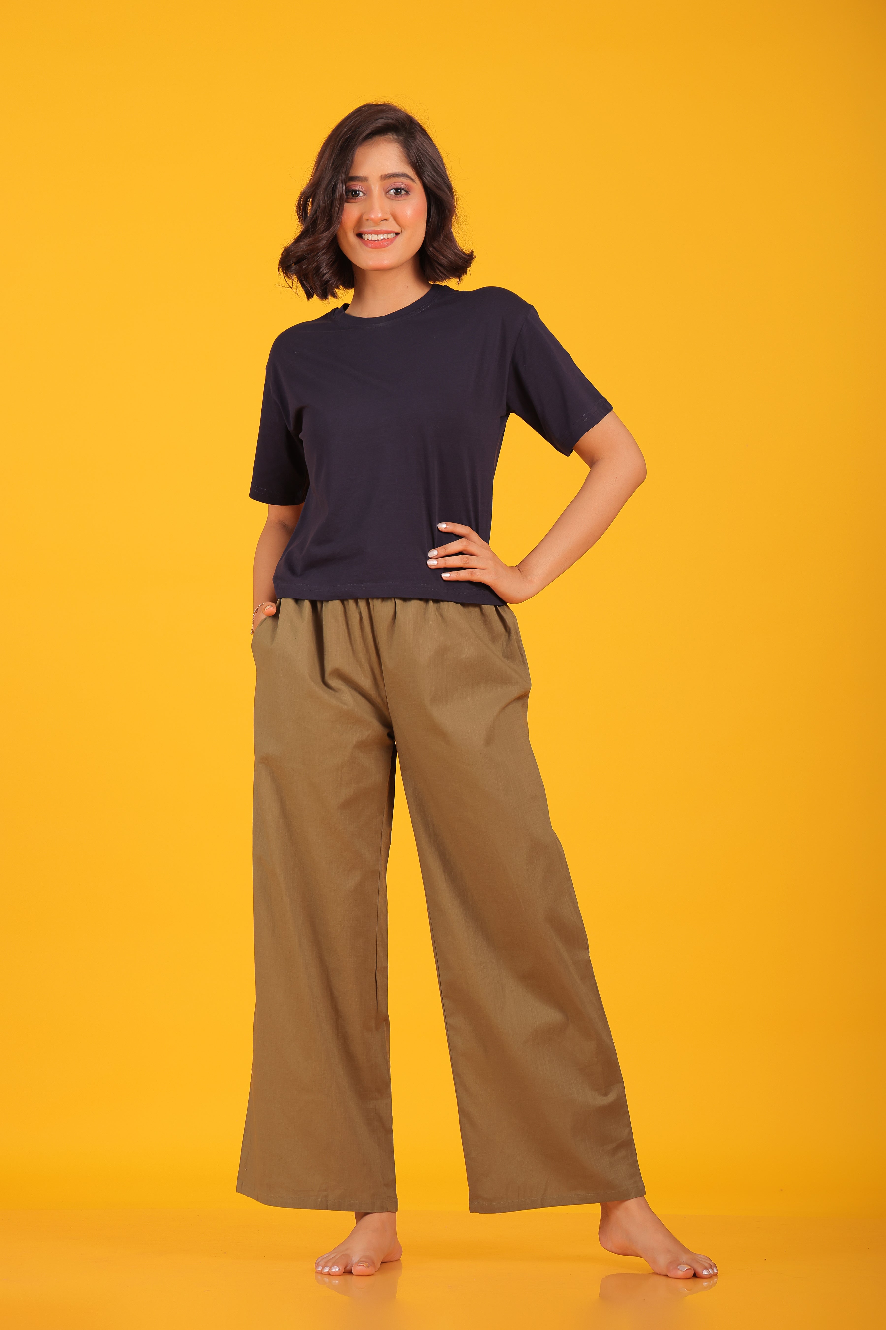 Cotton Palazzo Pants - Olive / L/XL - Cotton Palazzo Pants