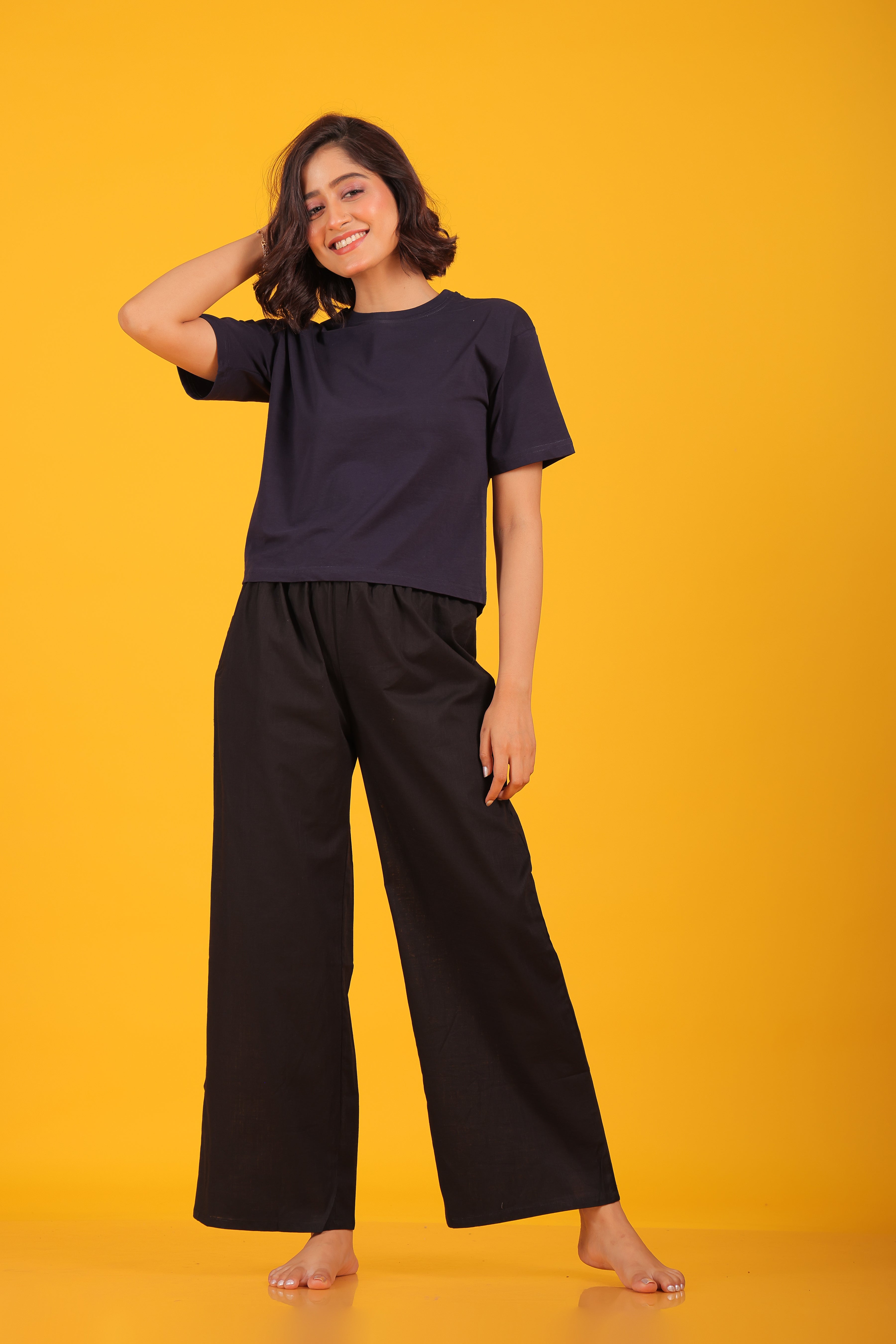 T Shirt Plazo Pyjama Cotton Palazzo Pants - Main Image