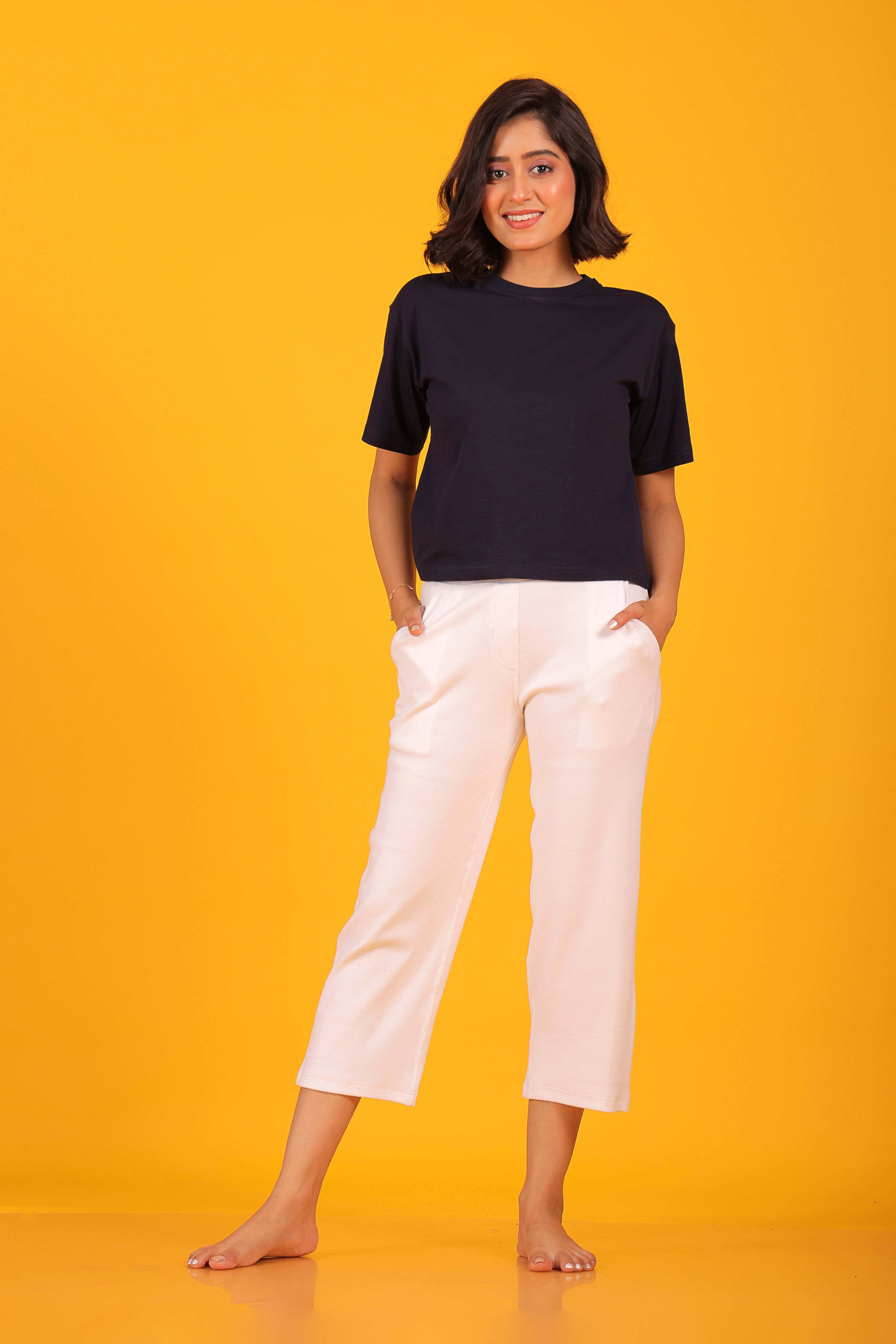 Pink 'n' Purple Women's Stretchable Cotton Rib Pants