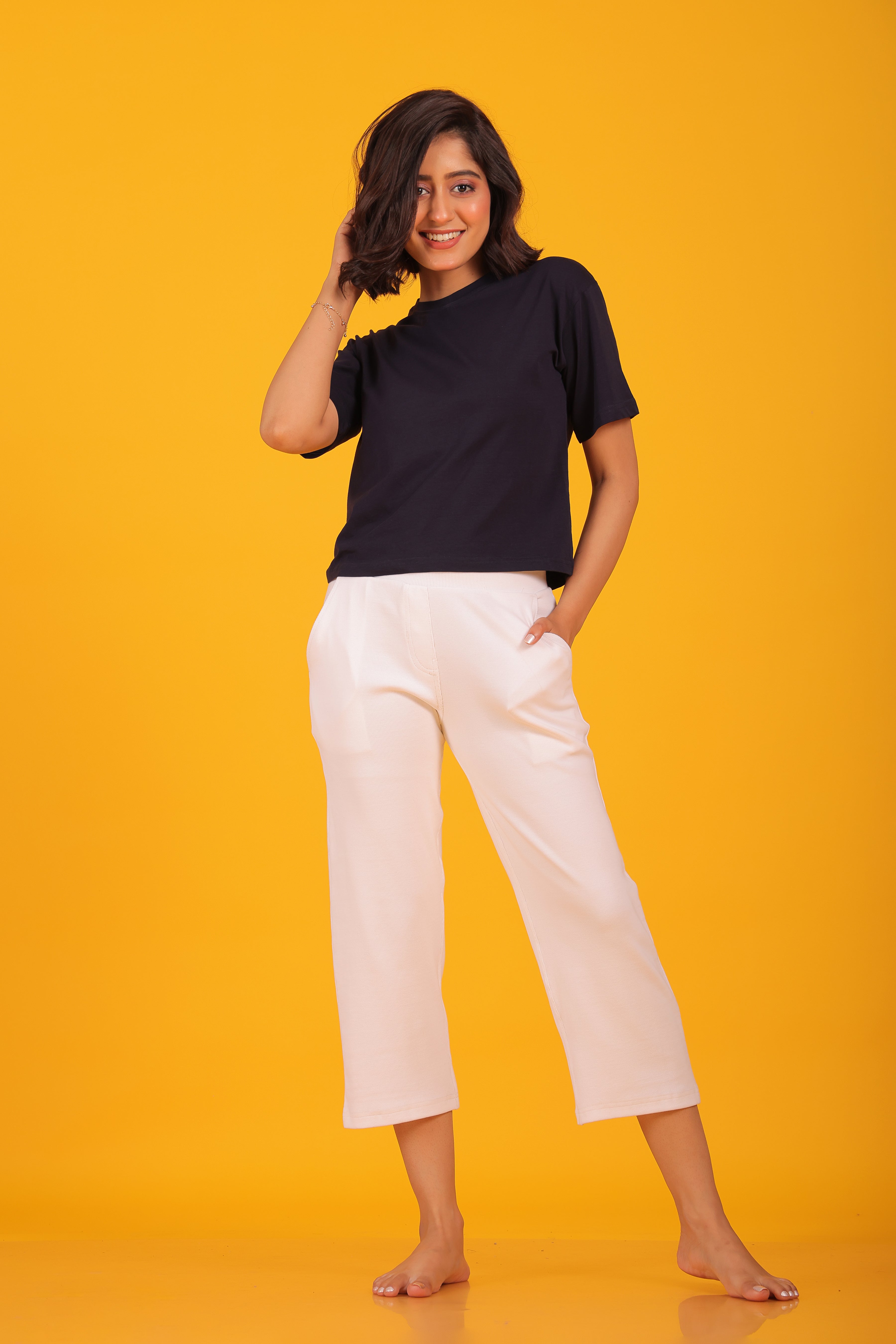 Pink 'n' Purple Women's Stretchable Cotton Rib Pants