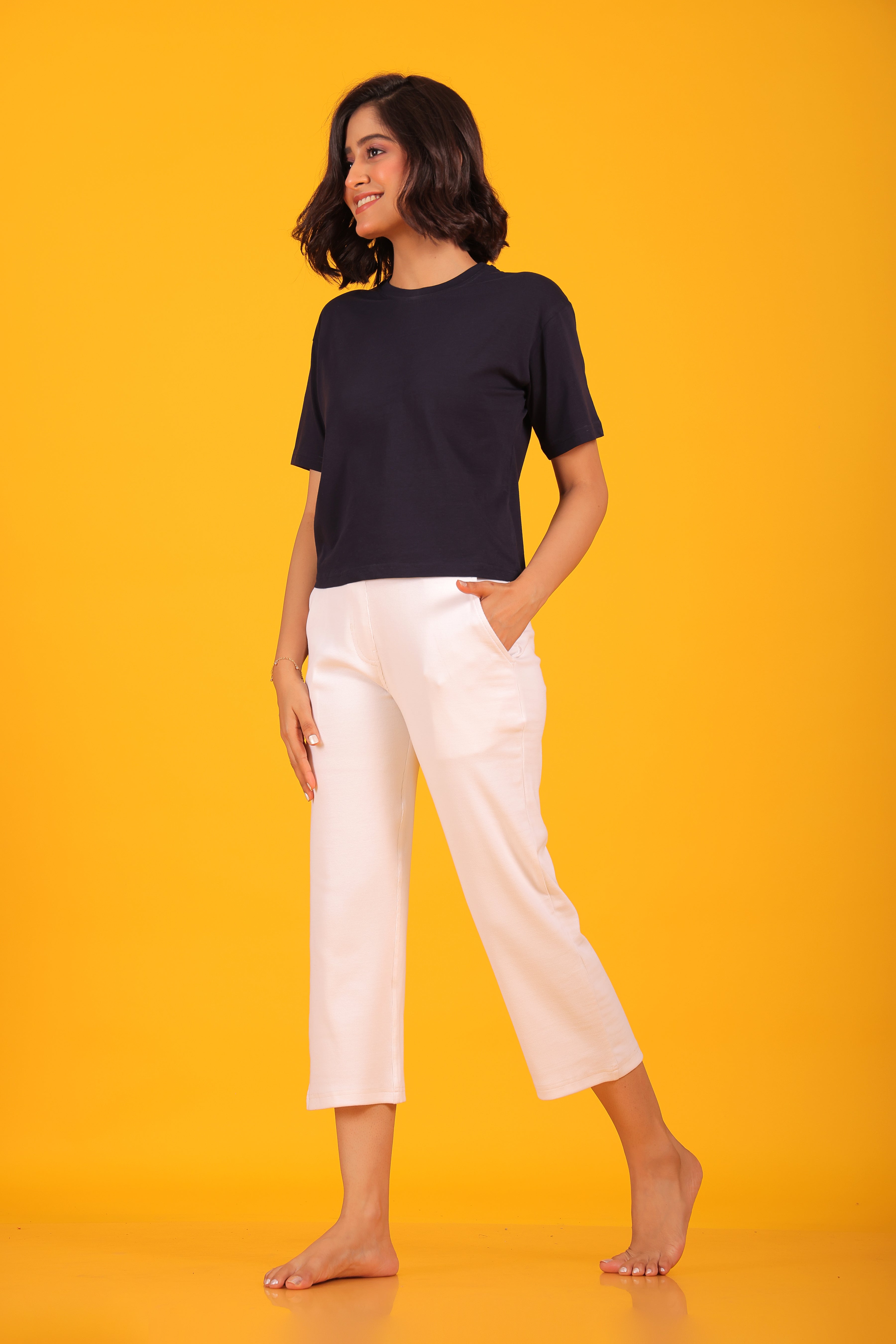 Pink 'n' Purple Women's Stretchable Cotton Rib Pants