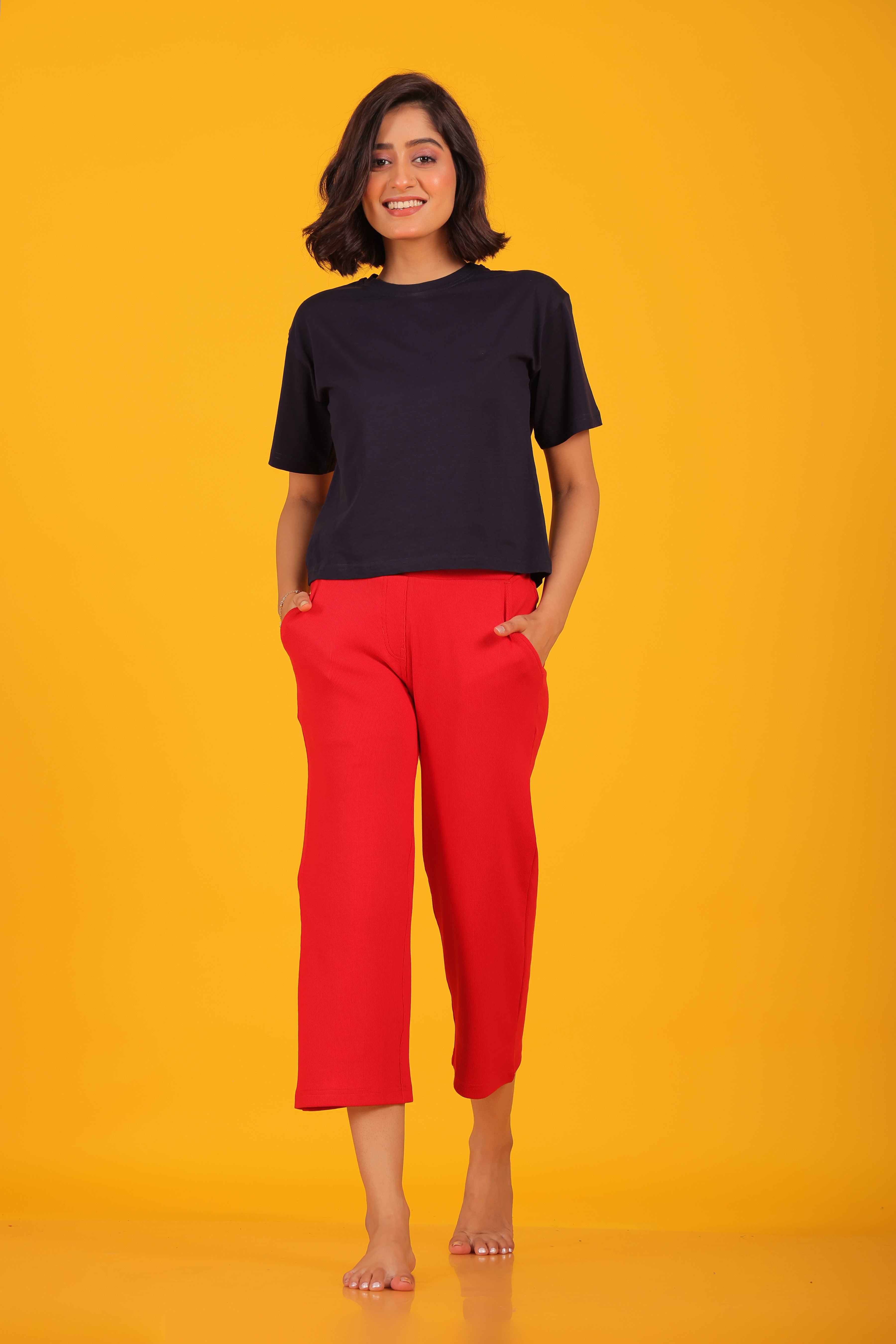 Pink 'n' Purple Women's Stretchable Cotton Rib Pants