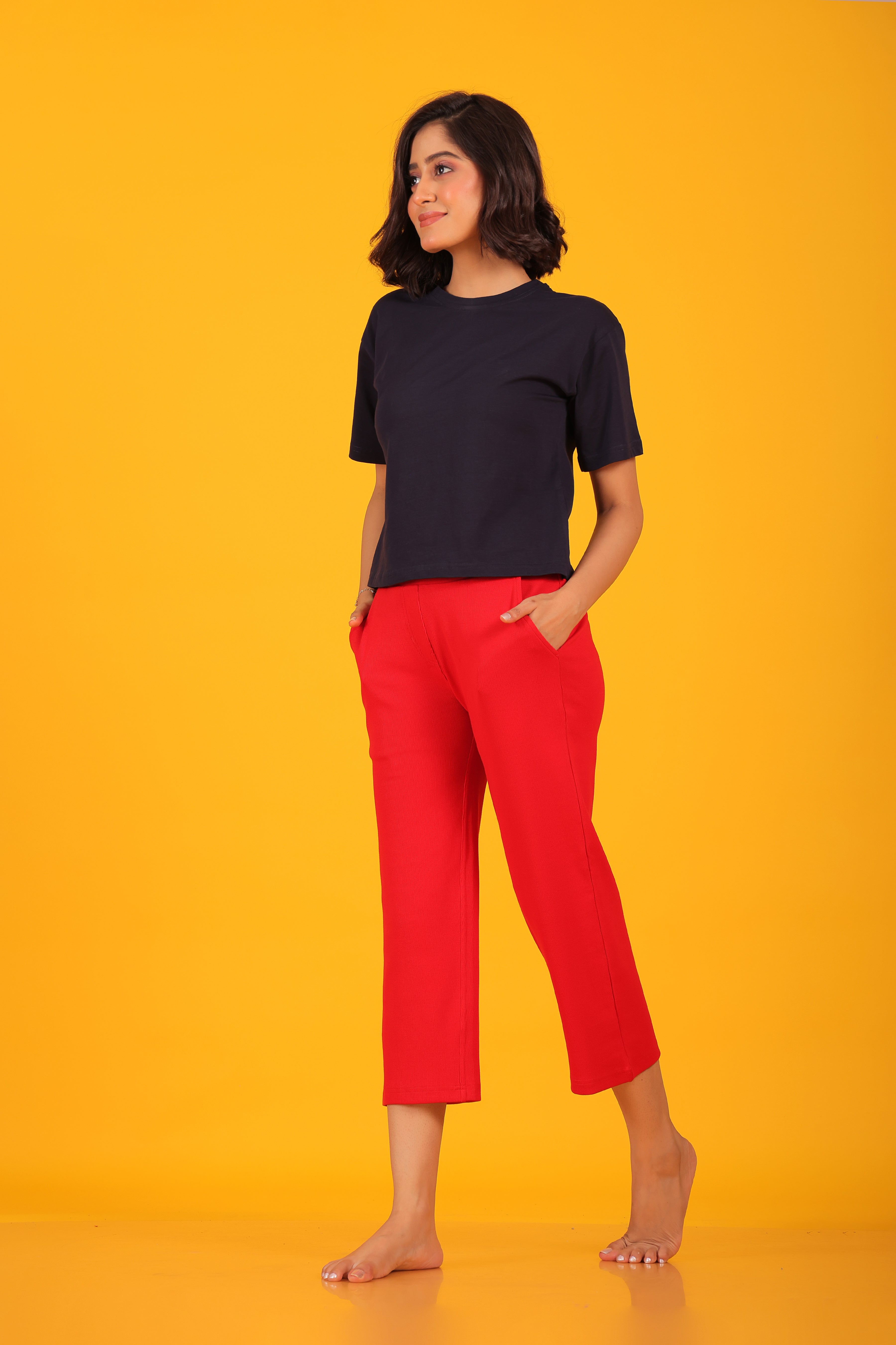 Pink 'n' Purple Women's Stretchable Cotton Rib Pants