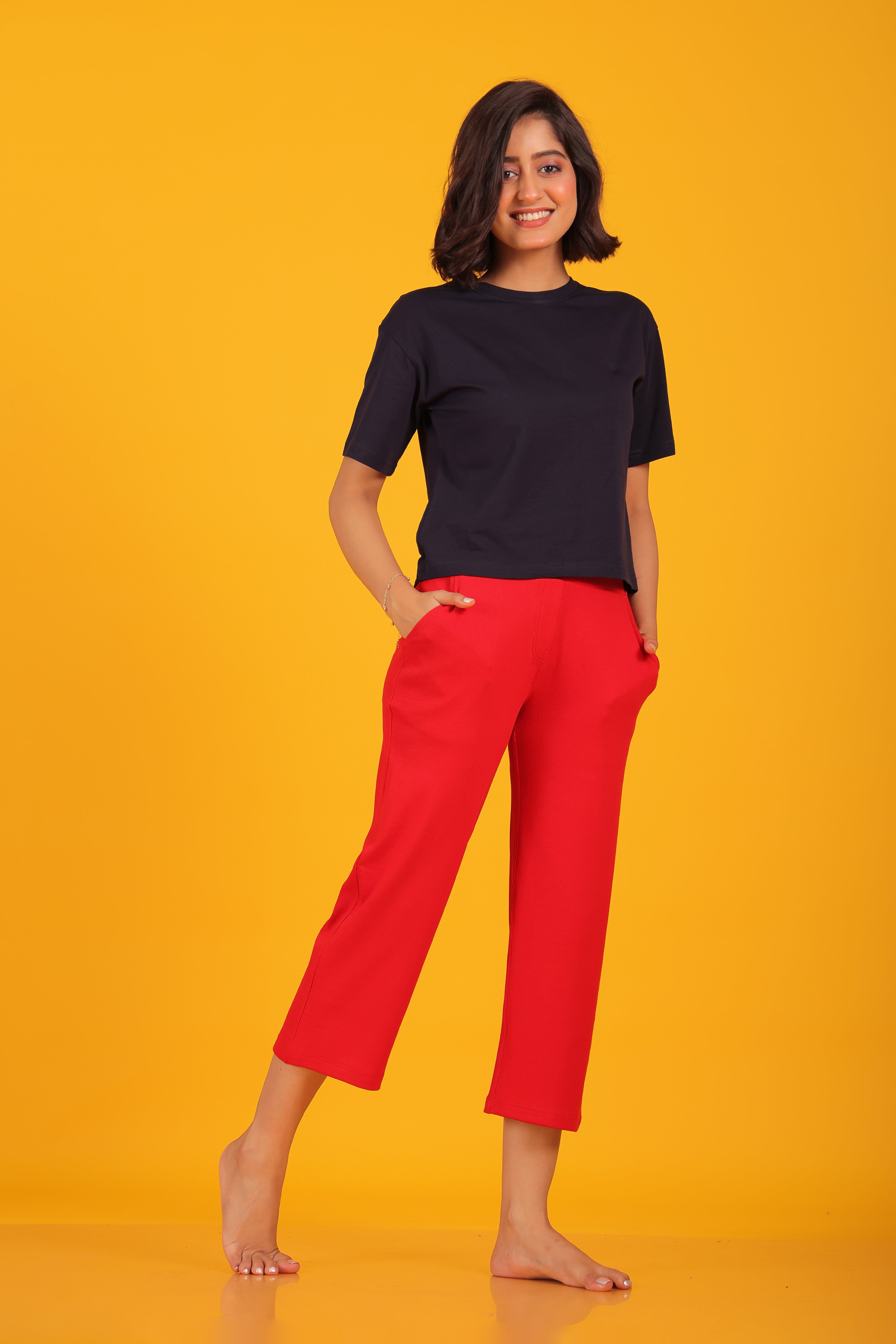 Pink 'n' Purple Women's Stretchable Cotton Rib Pants