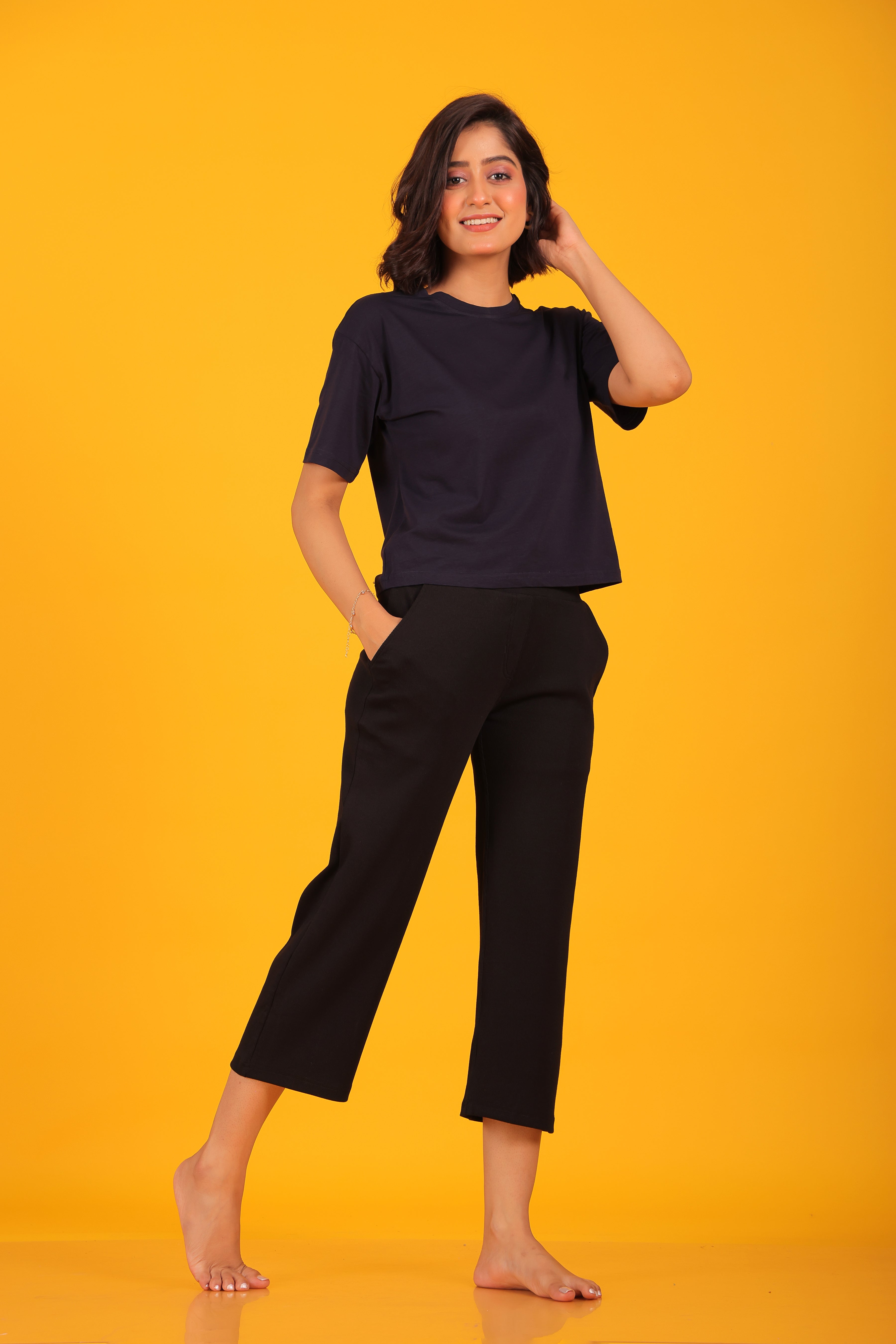 Pink 'n' Purple Women's Stretchable Cotton Rib Pants