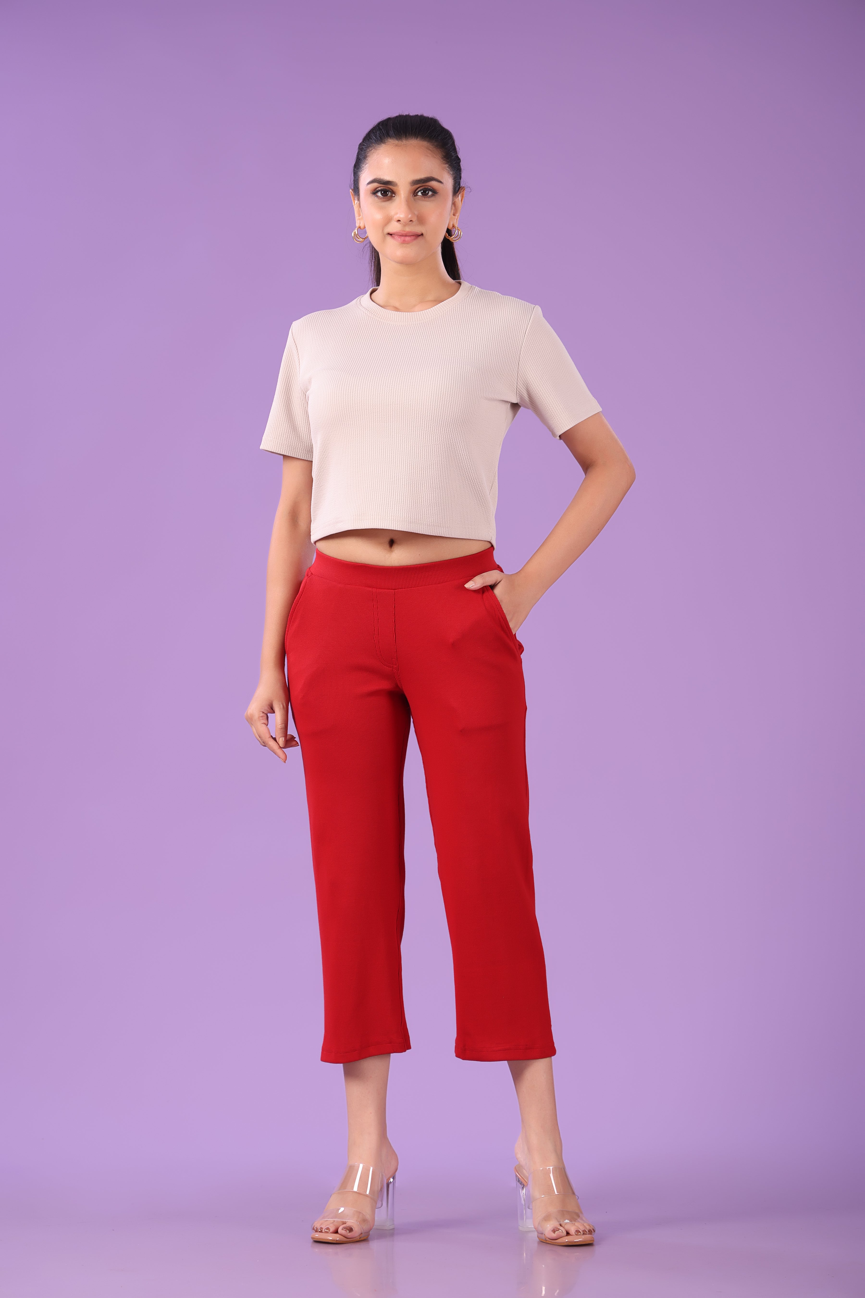 Pink 'n' Purple Women's Stretchable Cotton Rib Pants