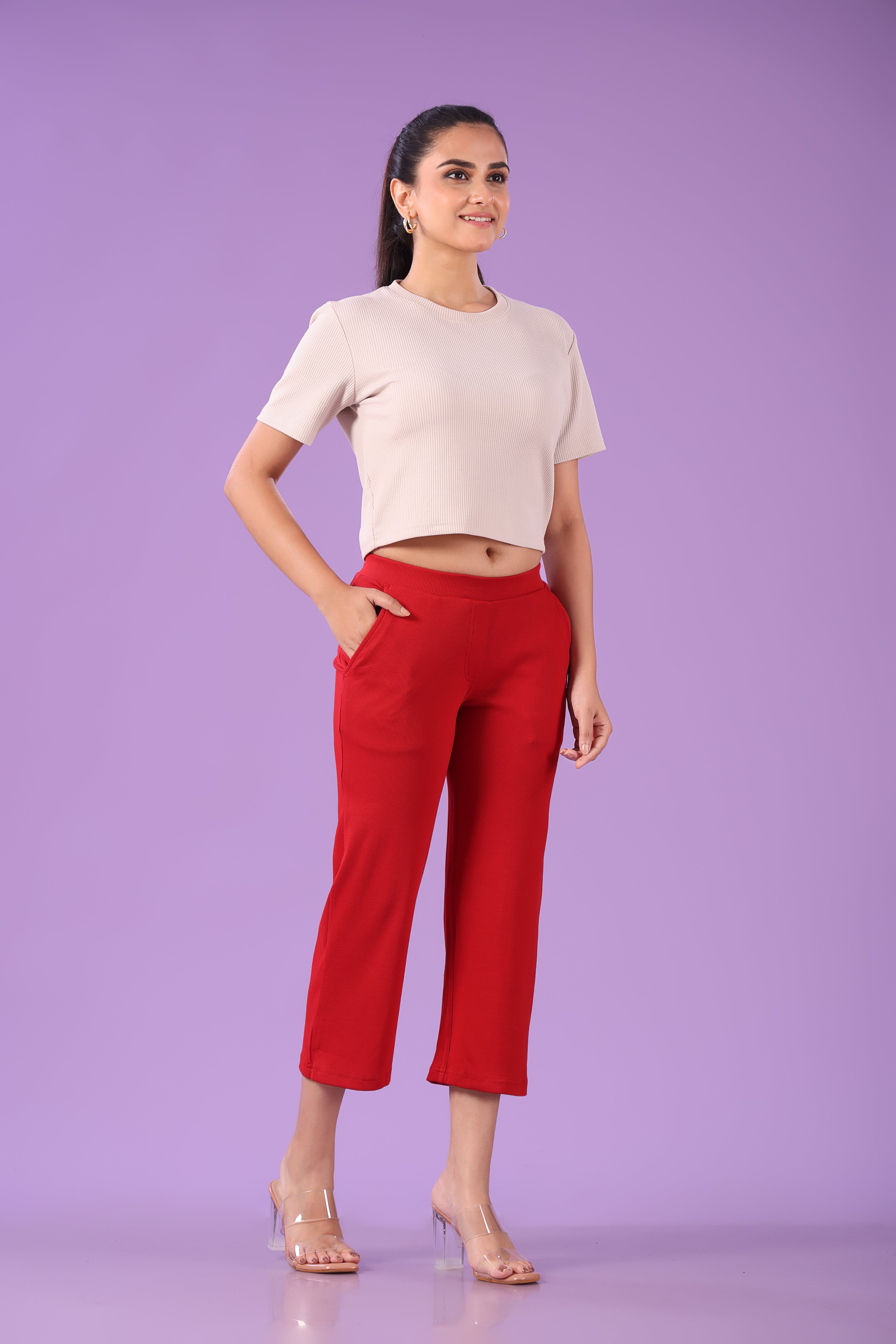 Pink 'n' Purple Women's Stretchable Cotton Rib Pants