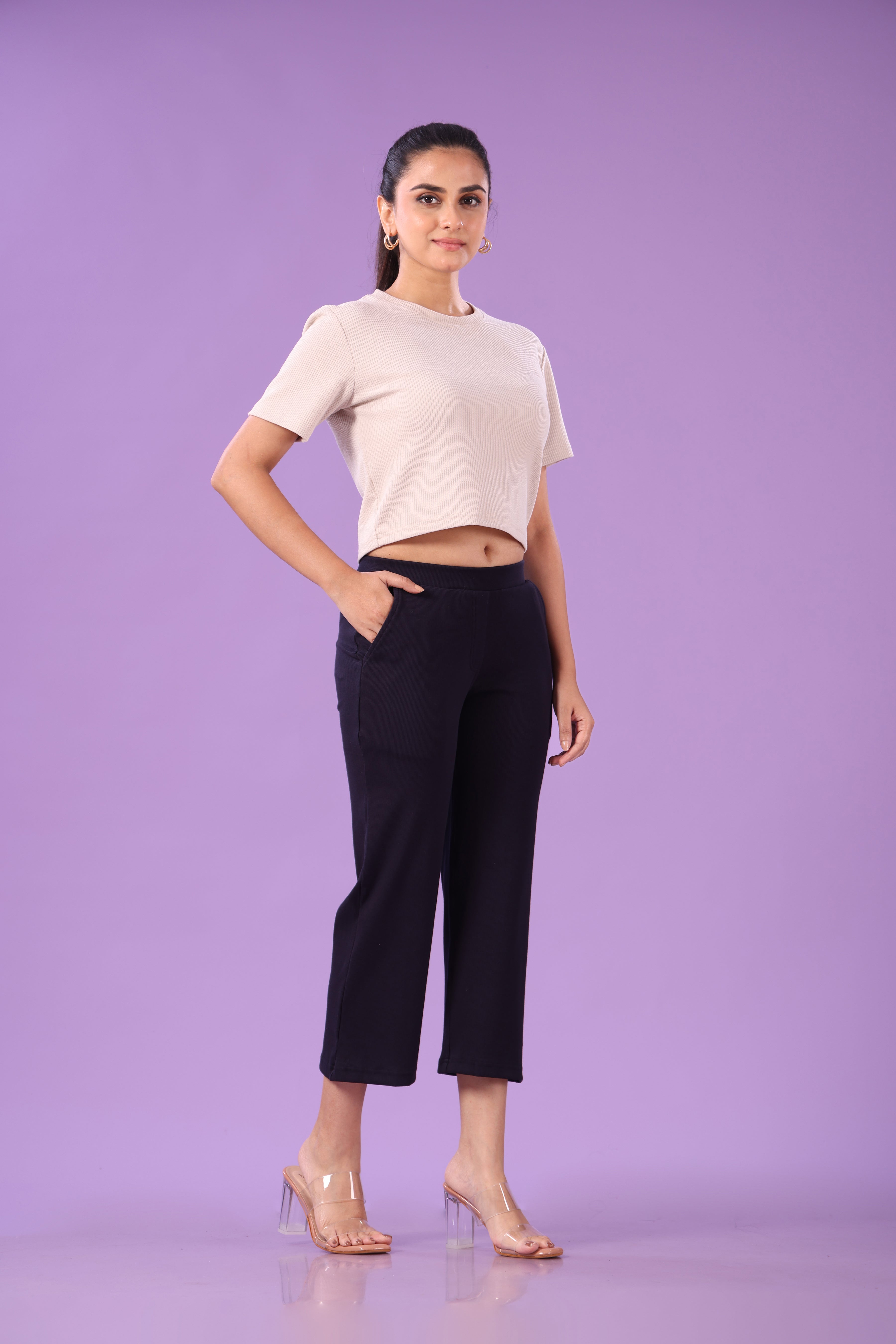 Pink 'n' Purple Women's Stretchable Cotton Rib Pants