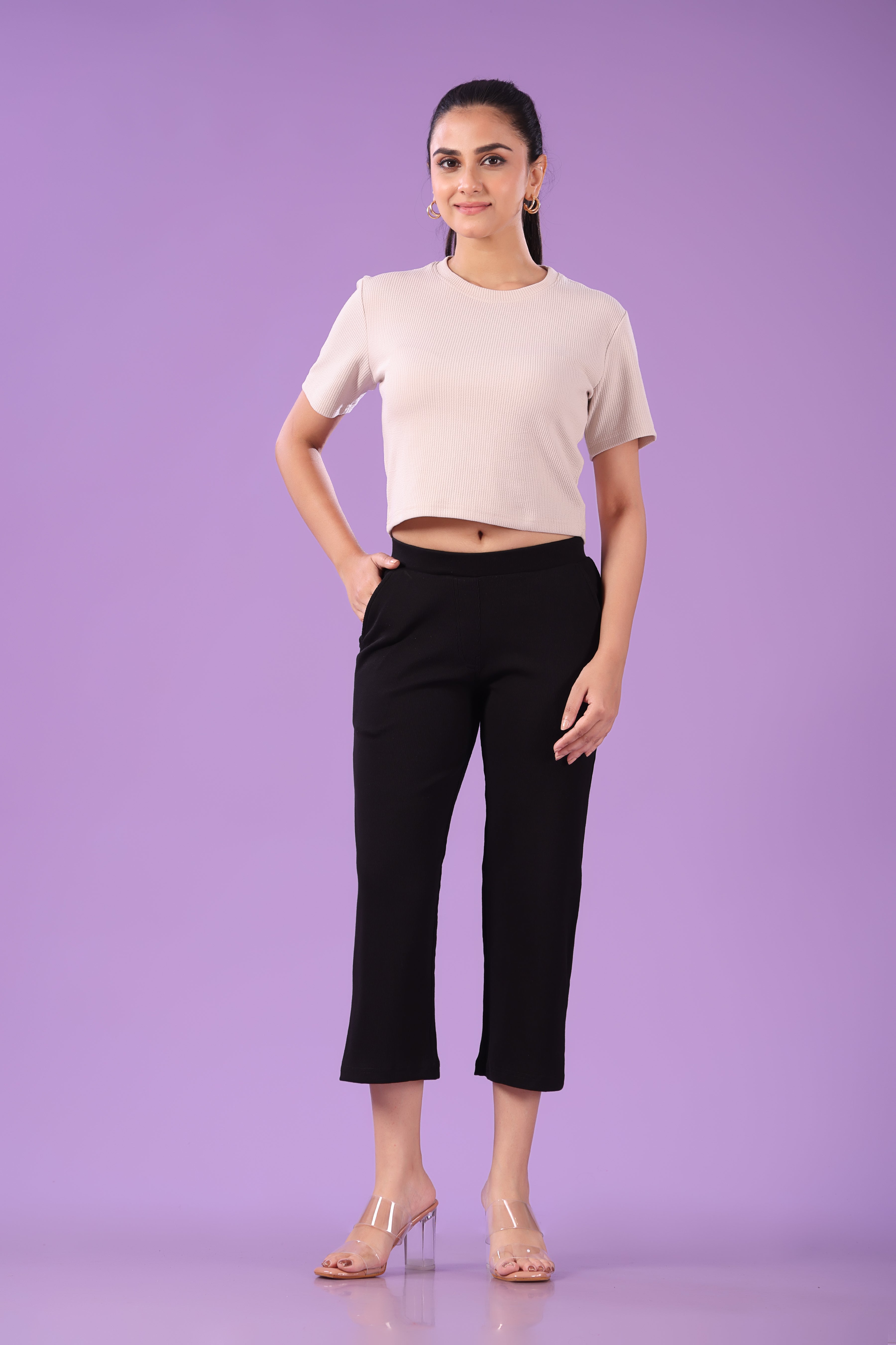 Pink 'n' Purple Women's Stretchable Cotton Rib Pants