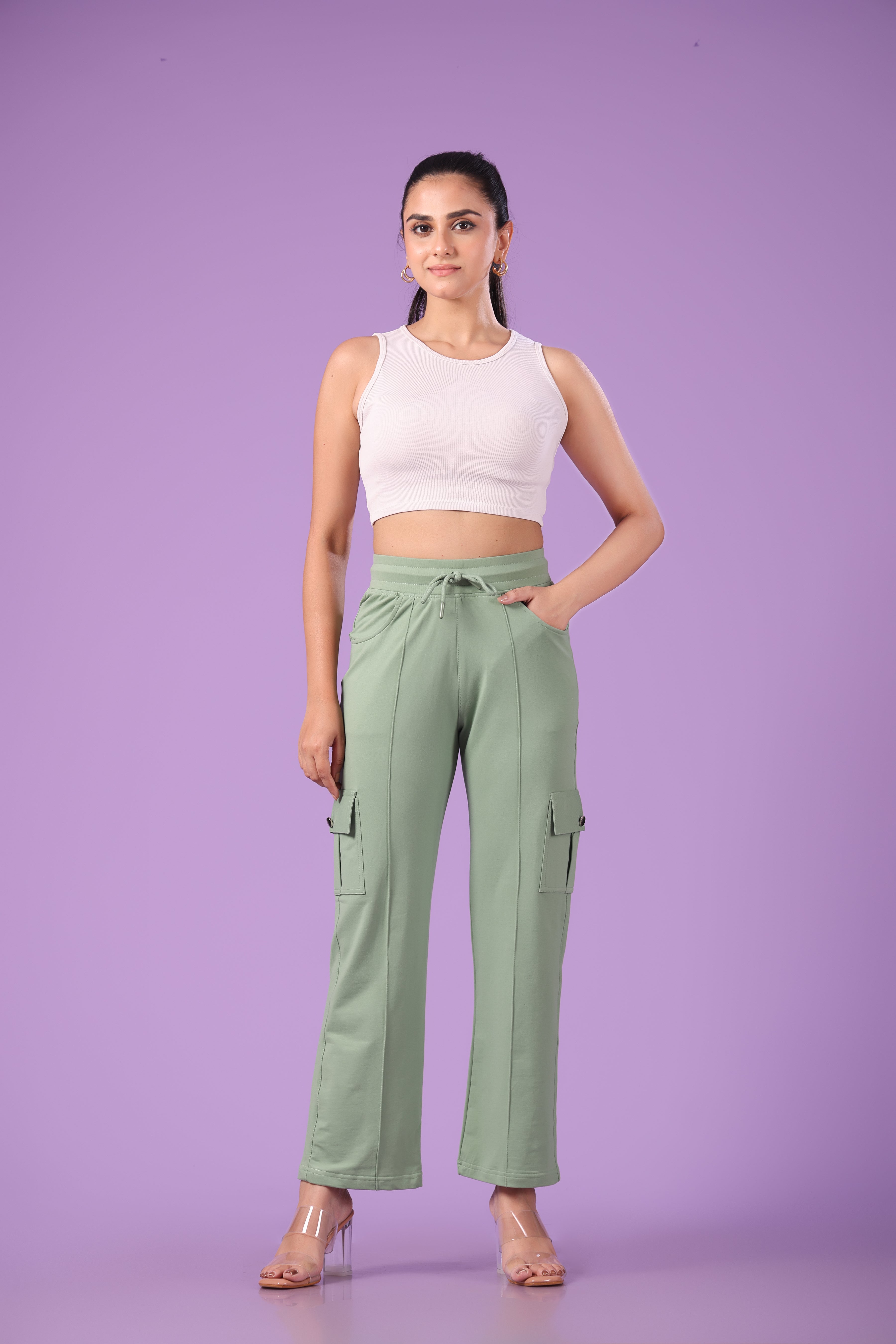 Pink 'n' Purple Women's Stretchable Cotton Cargo Pants