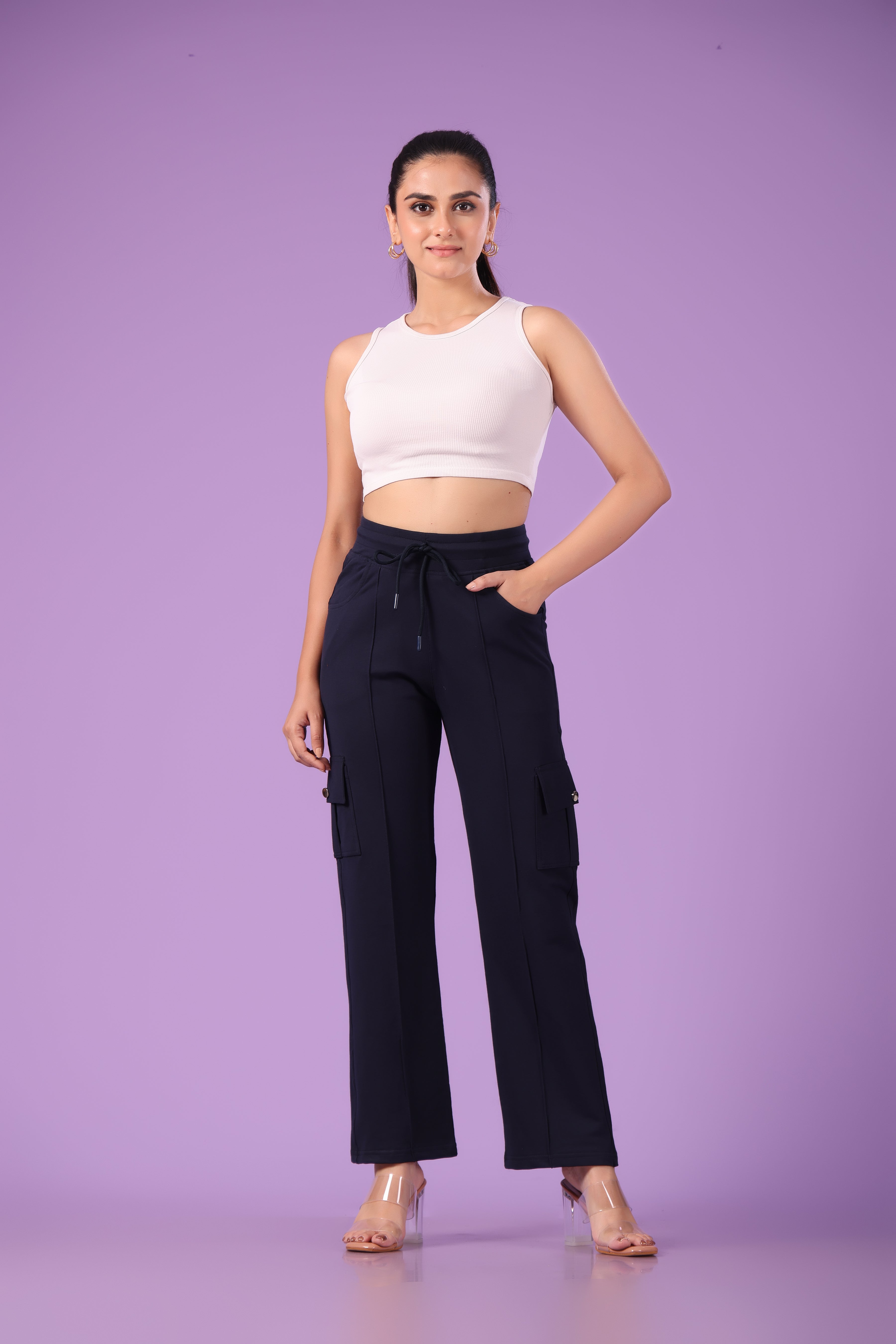 Pink 'n' Purple Women's Stretchable Cotton Cargo Pants