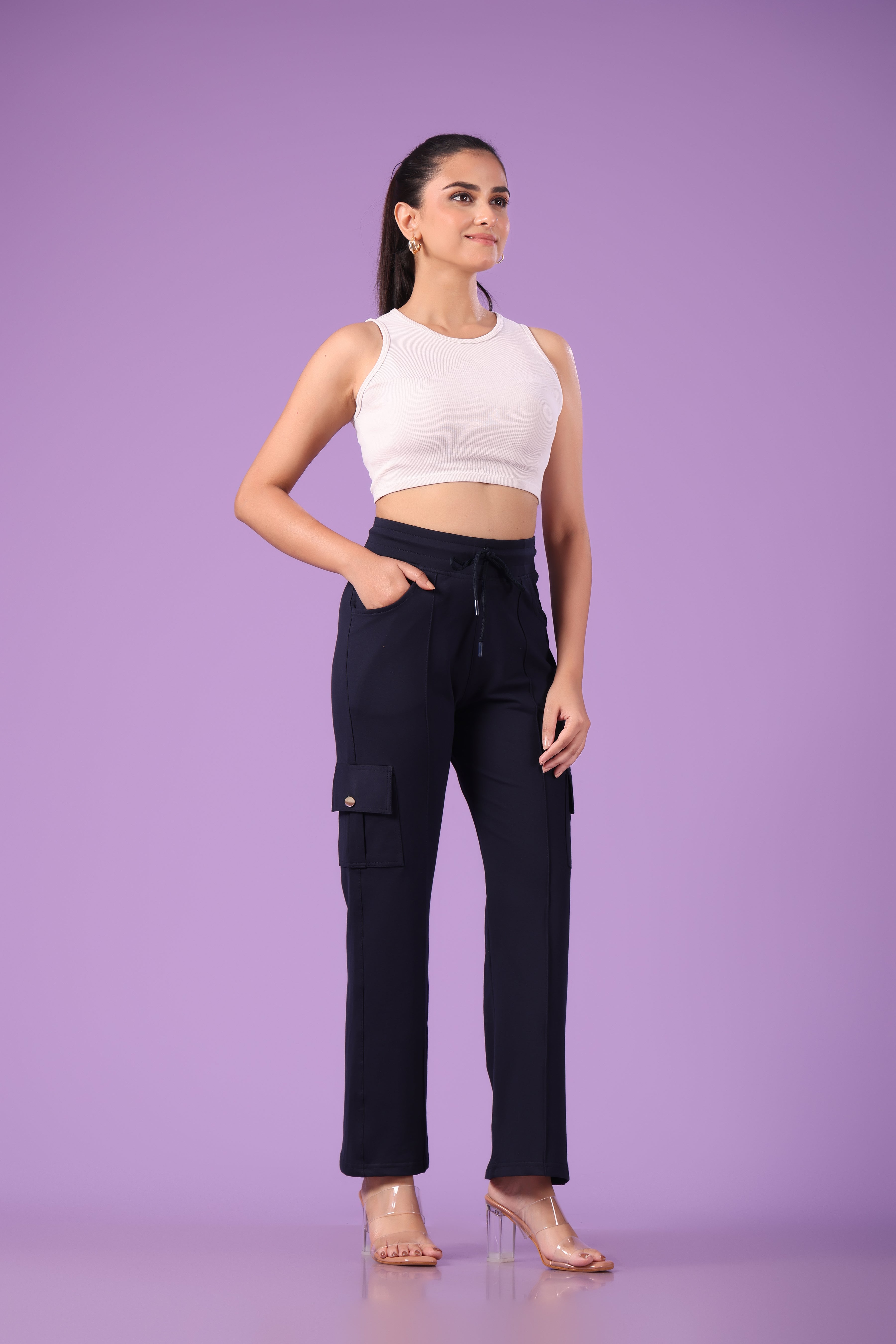 Pink 'n' Purple Women's Stretchable Cotton Cargo Pants