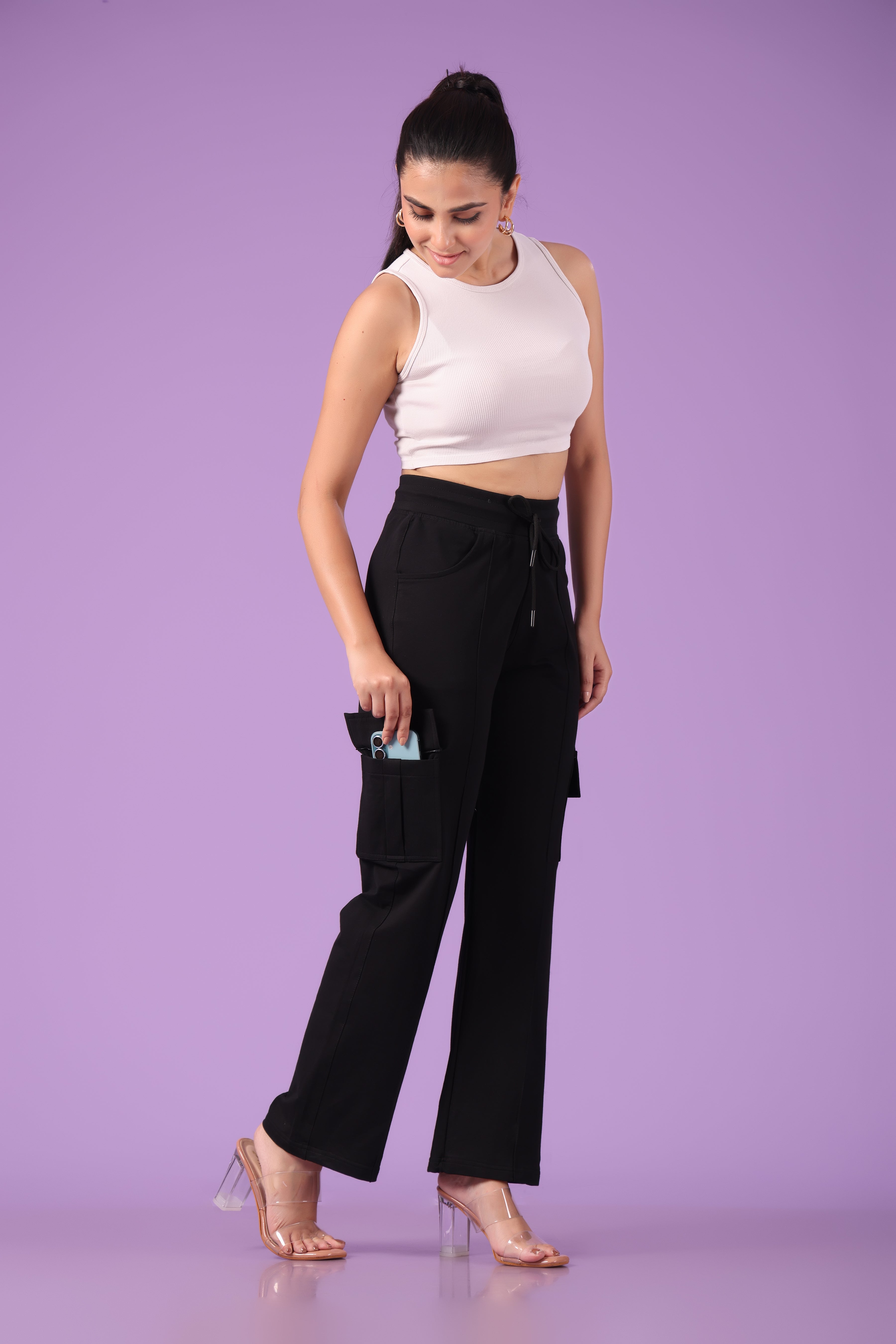 Pink 'n' Purple Women's Stretchable Cotton Cargo Pants