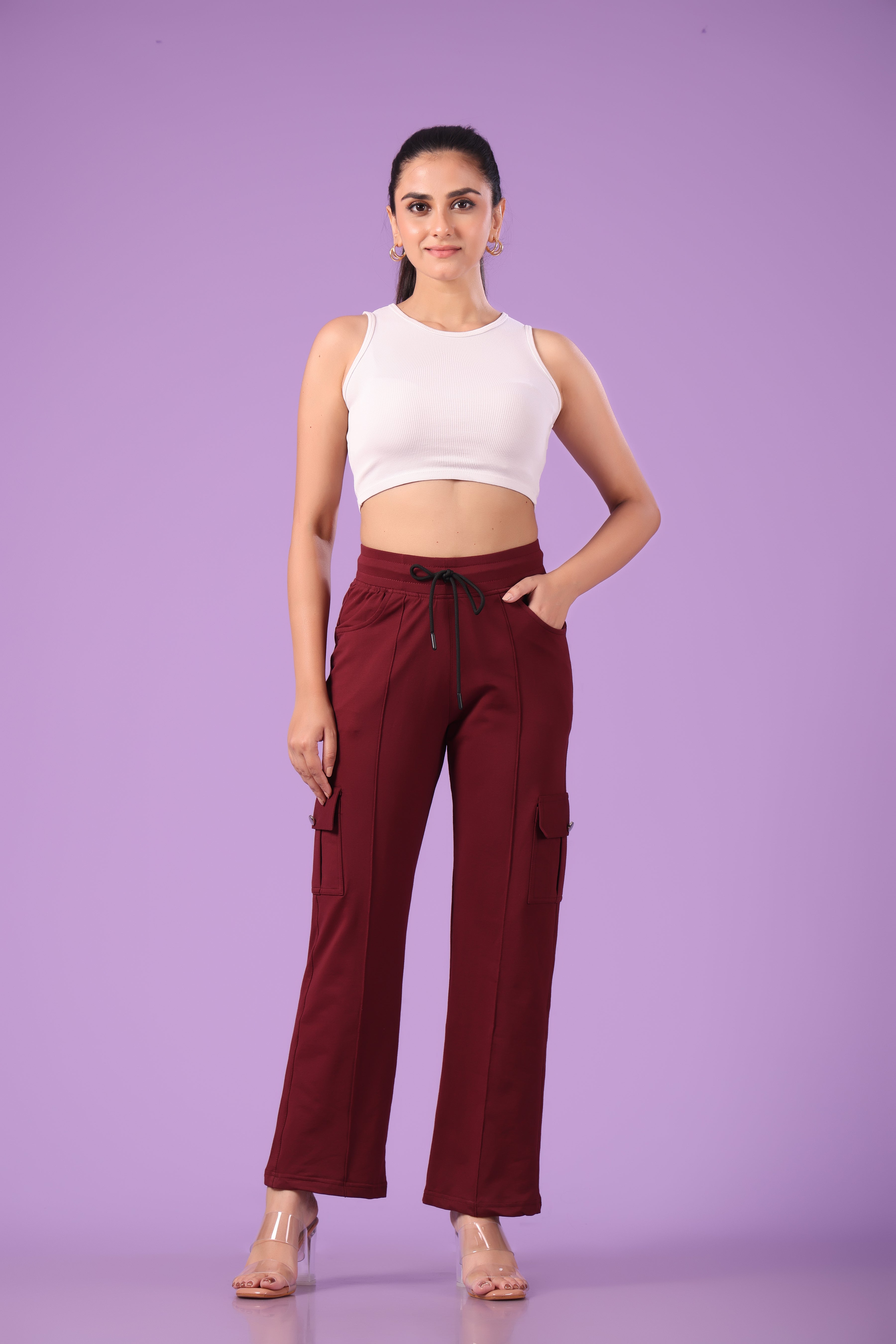Pink 'n' Purple Women's Stretchable Cotton Cargo Pants