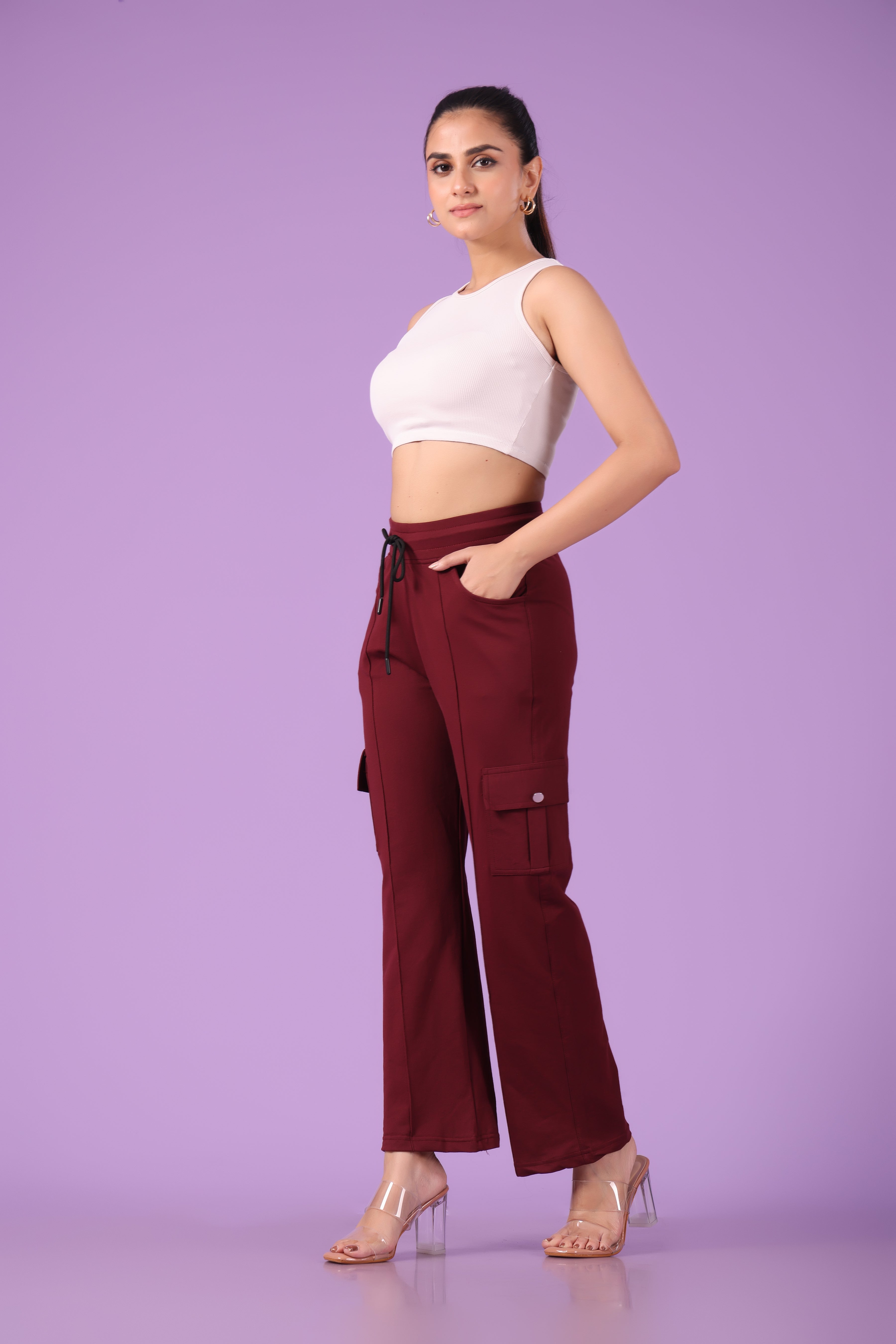 Pink 'n' Purple Women's Stretchable Cotton Cargo Pants