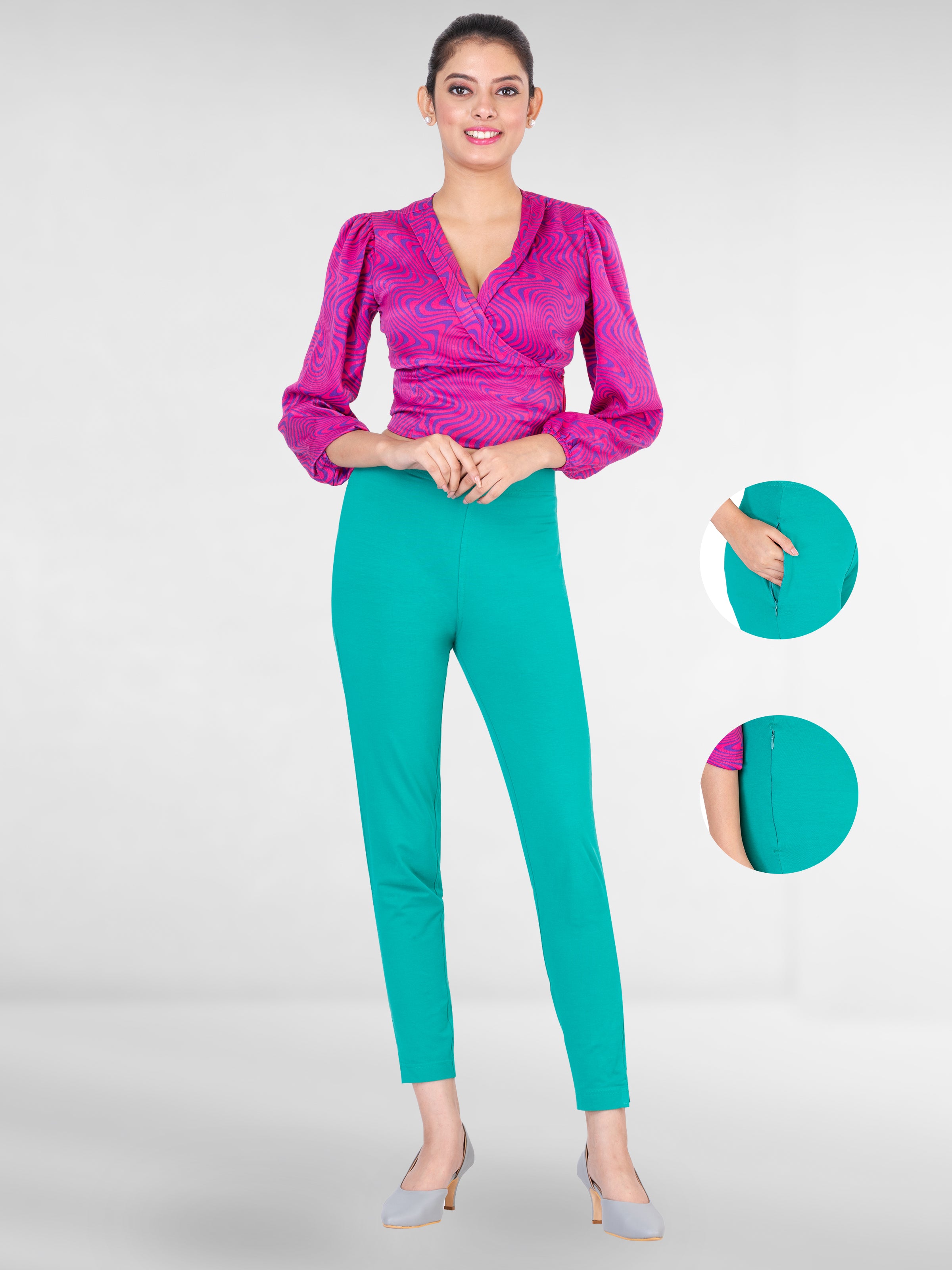 Pencil Pants Zip - Aqua Green / M - Pencil Pants