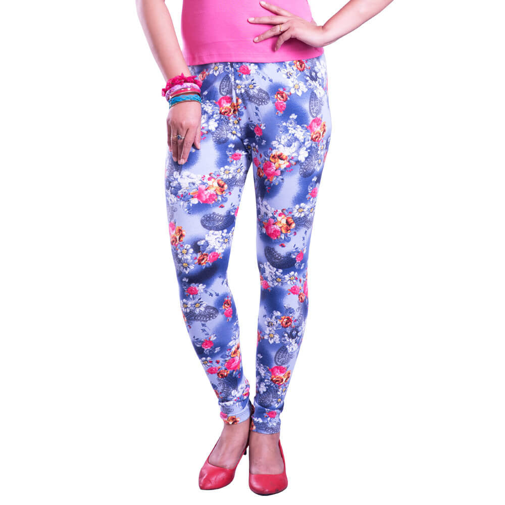 Buy Printed Leggings in blue white and red by Pink 'n' Purple