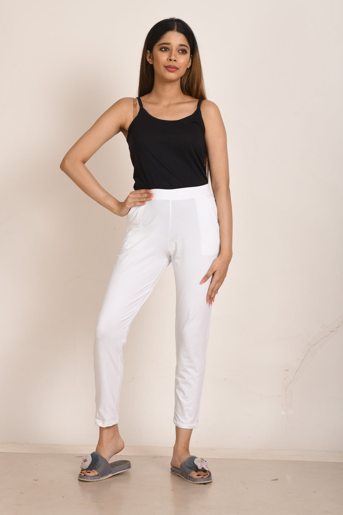 Shop White Rayon Pants Online - Women Plus