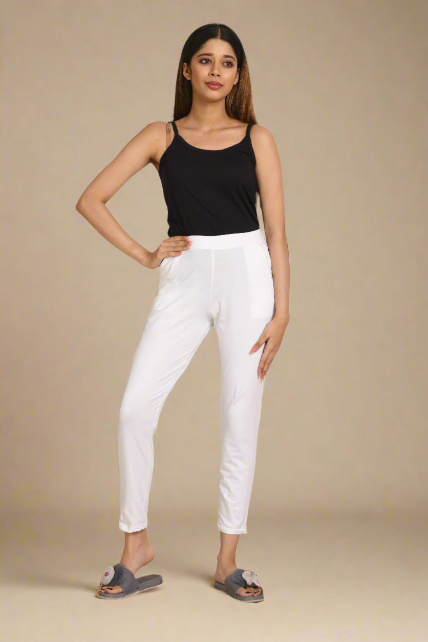 White Cigarette Trousers - Buy White Cigarette Trousers Online | Myntra