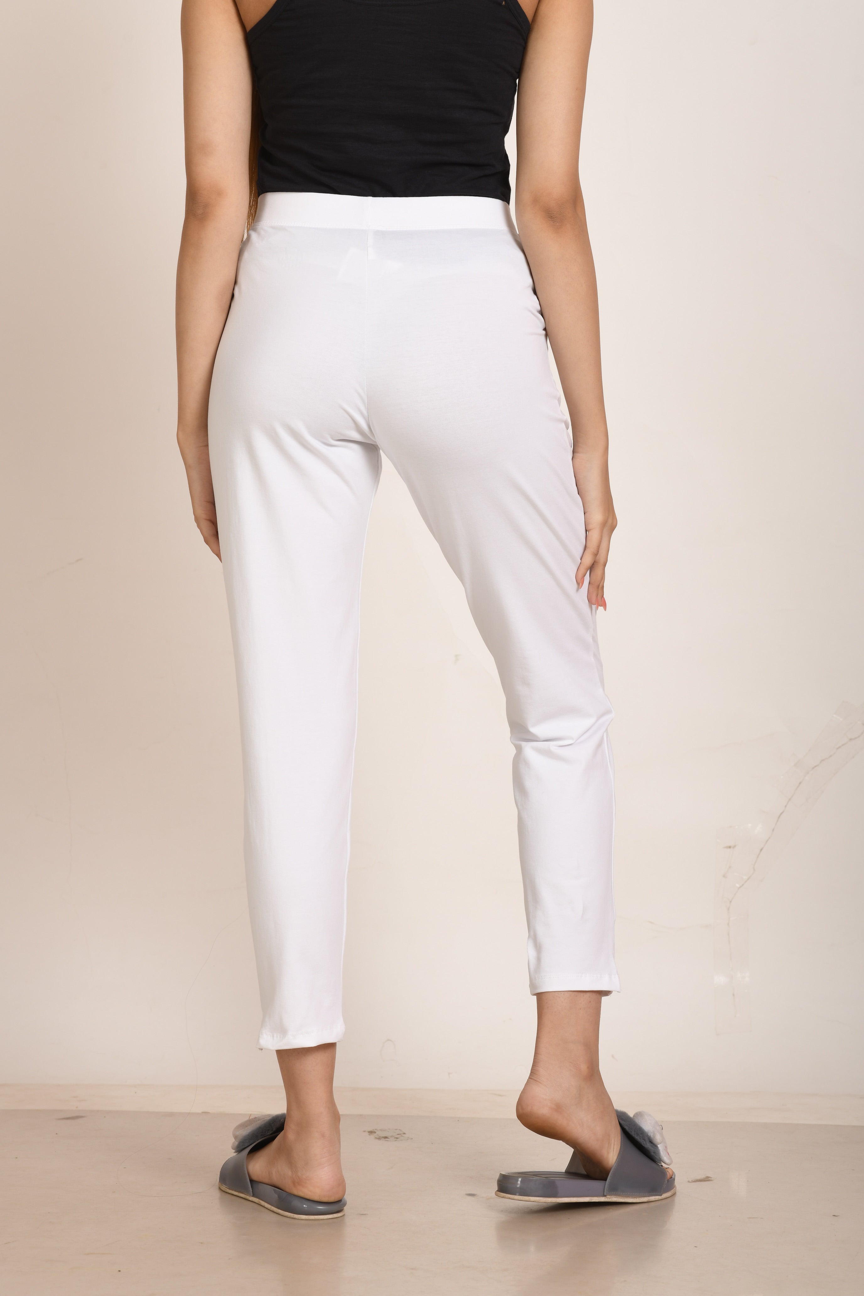 Buy POLYESTER HIGH-WAIST BLUE ANKLE TROUSER for Women Online in India
