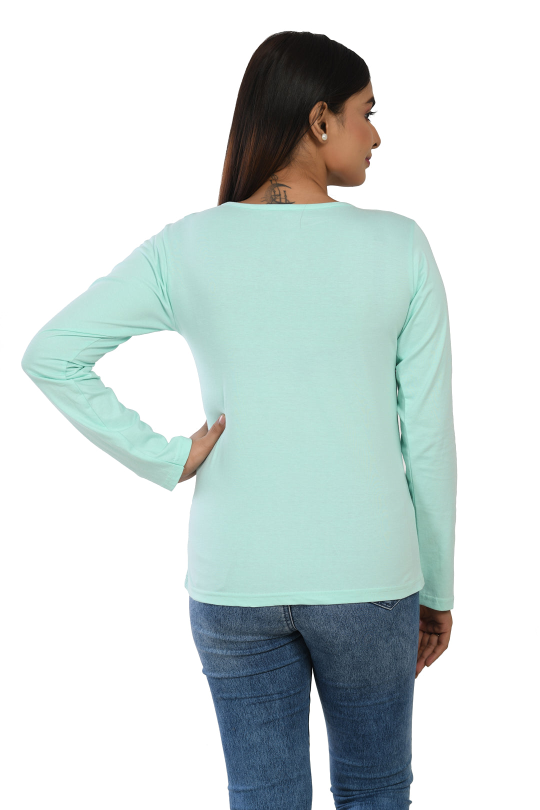 Aqua Green Full Sleeves Printed Tees Dno. 101