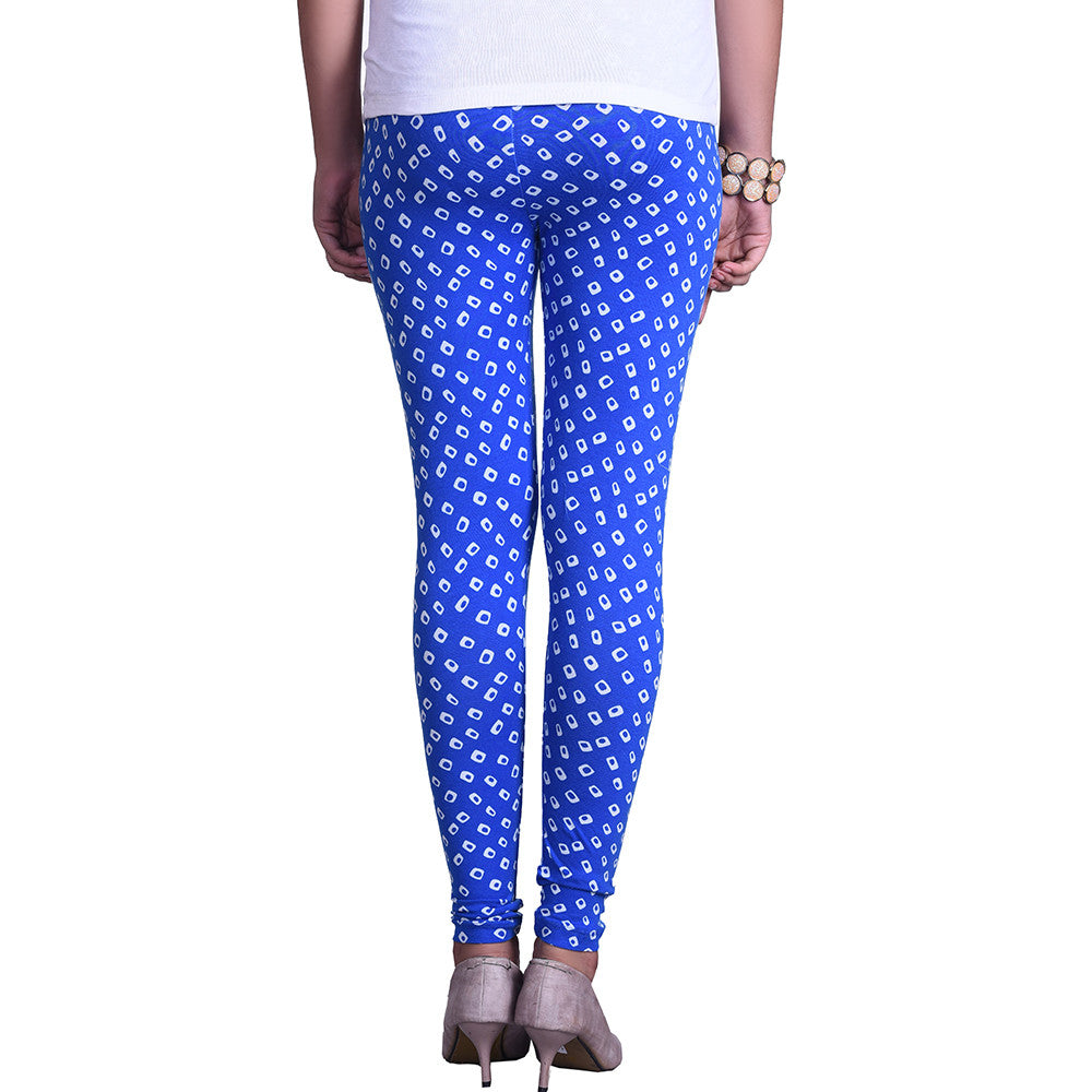Buy blue and white printed leggings back view