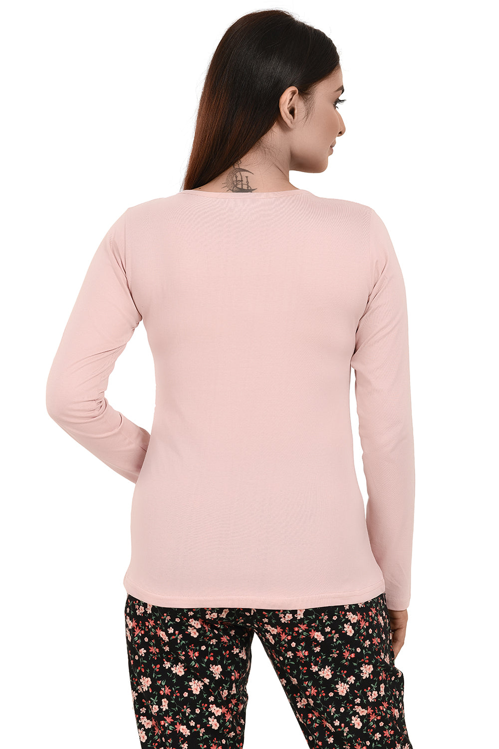 Dusty Pink Full Sleeves Printed Tees