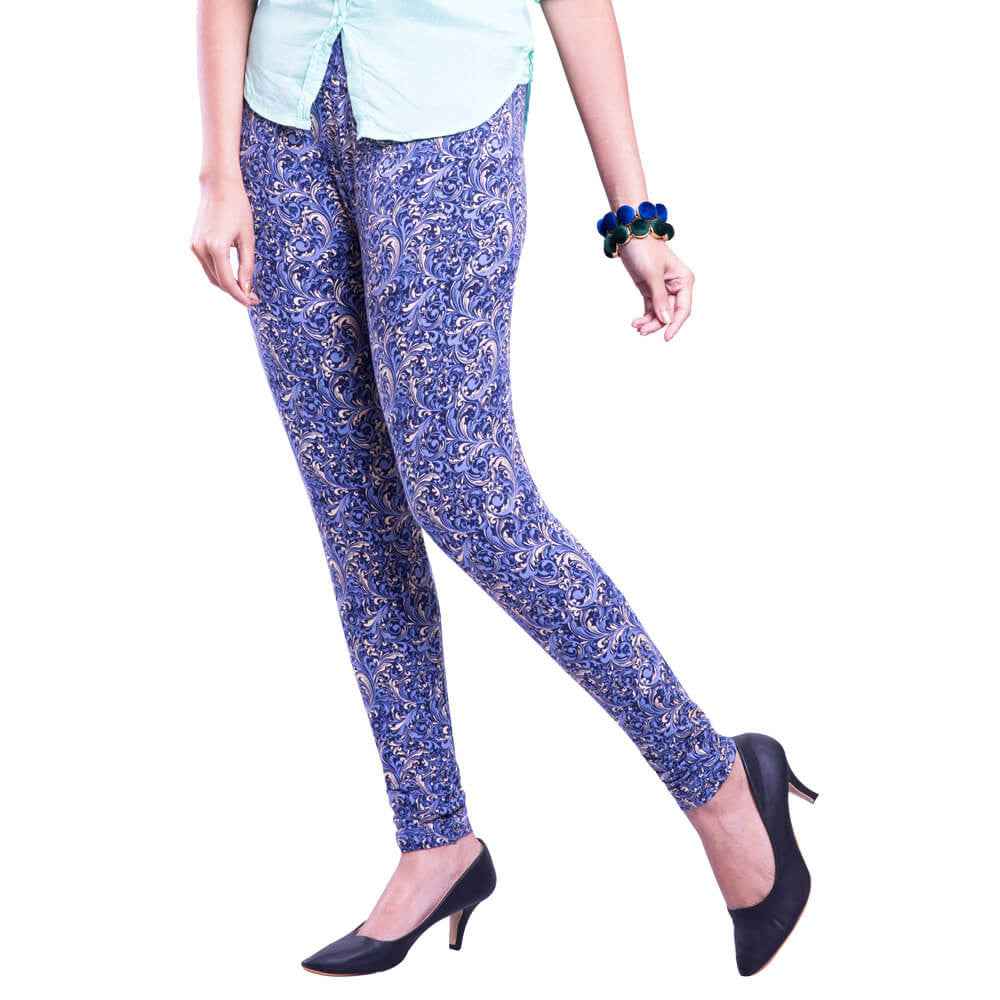 Shop Full Length Printed Leggings with Side Tape Detail Online | Max UAE